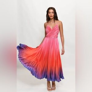 NWT Hutch Fiji Pleated Midi Dress - Sunset Gradient - Size 0